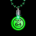 Flashing Illuminated Green Circle Charm w/ Mardi Gras Beads